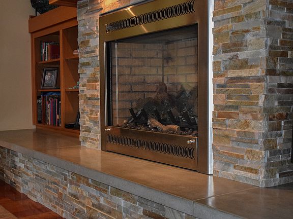 Custom concrete hearth
