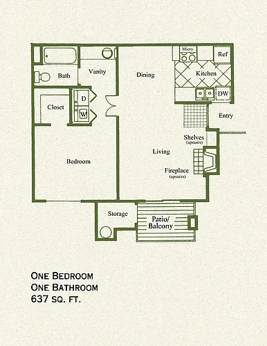 Floor plan One Bedroom One Bath