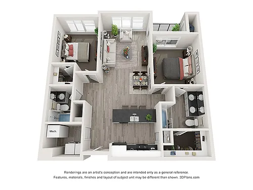 Floor plan 2 Bedroom A