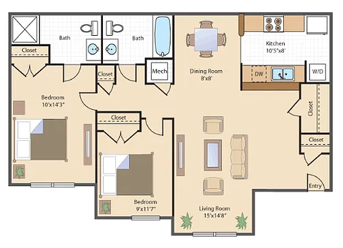 Floor plan Two Bedroom