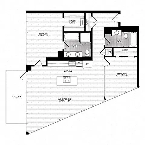 Floor plan 2K w/ Balcony