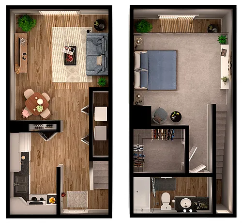 Floor plan 1 Bed 1 Bath 1A - Loft