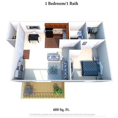 Floor plan 1 Bedroom, 1 Bathroom