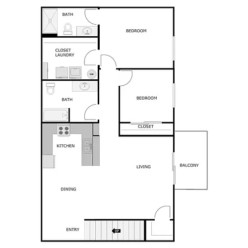 Floor plan 2 BED 2 BATH UPPER INT