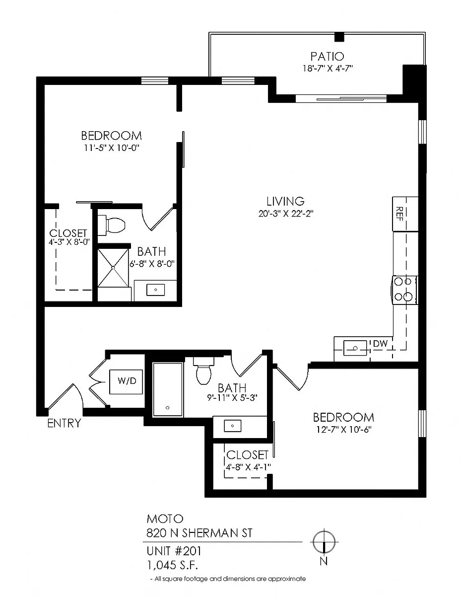 Floor plan 2 Bedroom 2 Bath