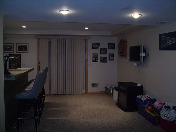 family room with bar