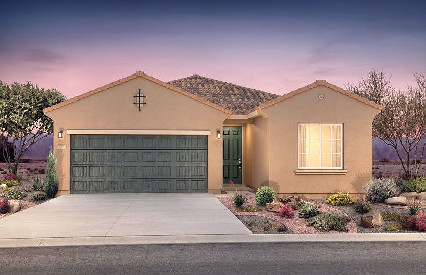 The Verbena floorplan shown in Elevation A with a two-car garage.