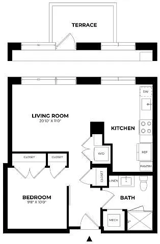 Floor plan Jr 1 Bed/1 Bath-J7