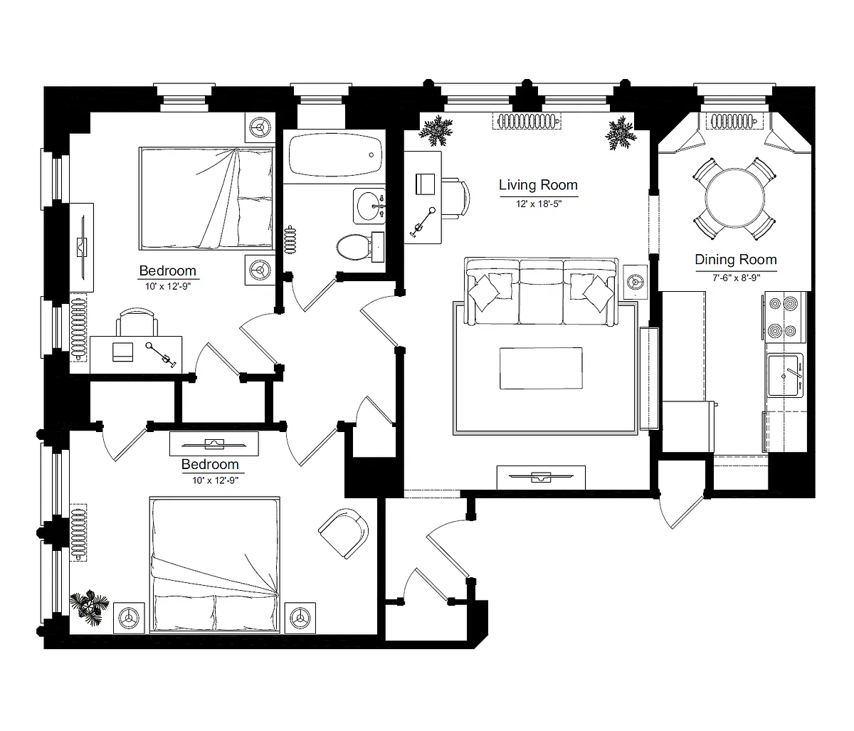 Floor plan Tier 9 - 2B