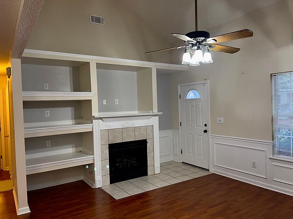 Fireplace and decorative shelving