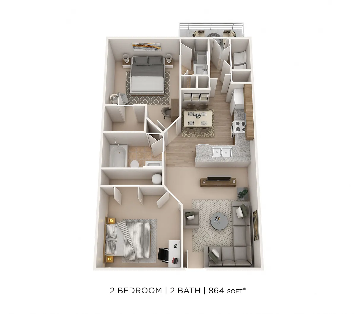 Floor plan Two Bedroom 2 Bath