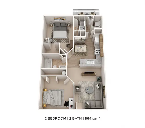 Floor plan Two Bedroom 2 Bath