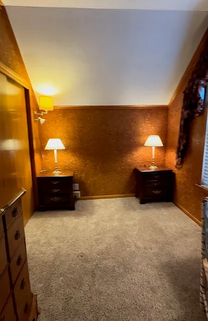 Carpet, back wall, closet