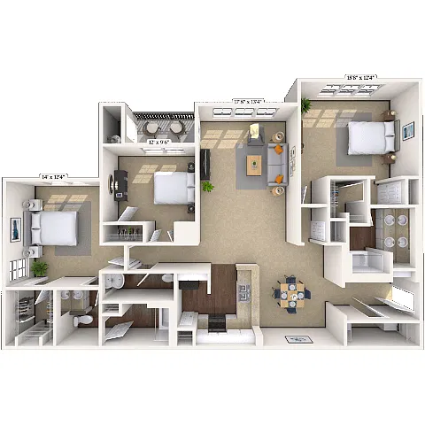 Floor plan Traditional 3x2.5 1552-1750 SF