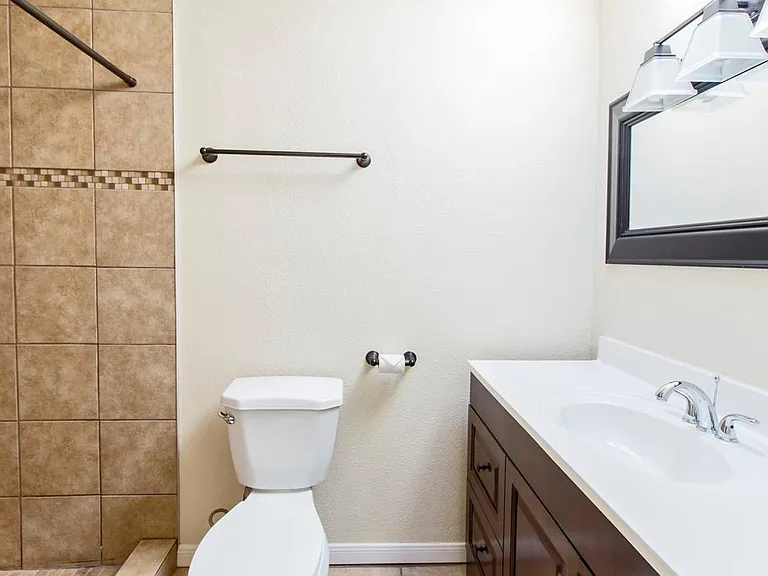 bathroom shared by bedrooms 3 & 4, with sky light