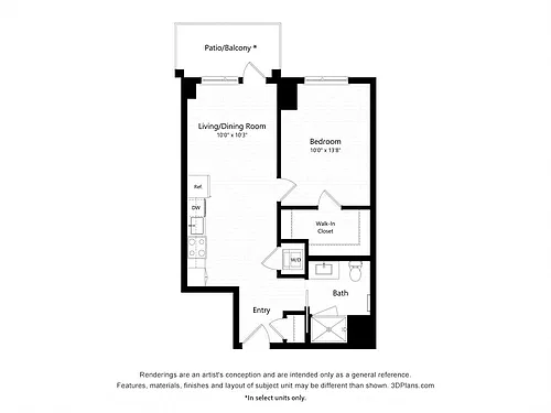 Floor plan A3 - One Bedroom