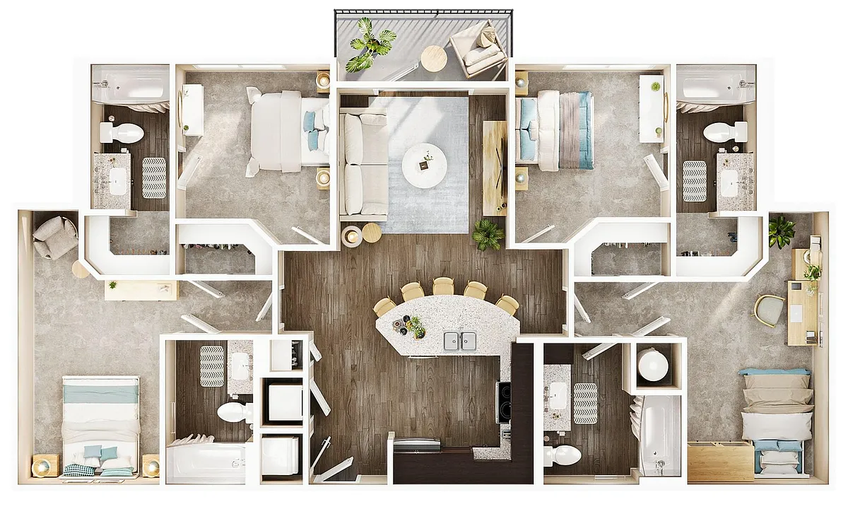 Floor plan 4BR/4BA - D2