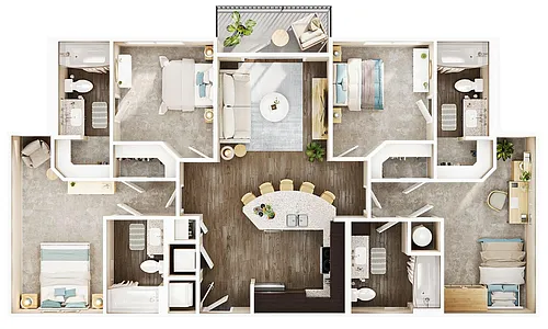 Floor plan 4BR/4BA - D2