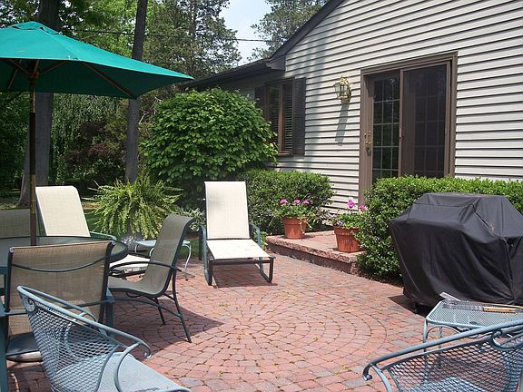 Patio with river views