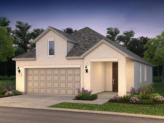 The Hallmark, a one-story home with 2-car garage, shown with Home Exterior TR201