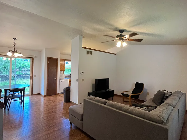 Living, dining, kitchen