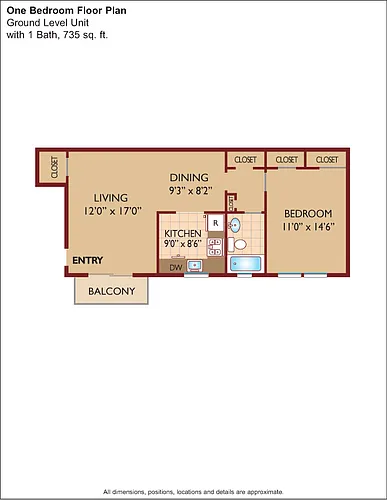 Floor plan $2.41/sq.ft. - One Bedroom