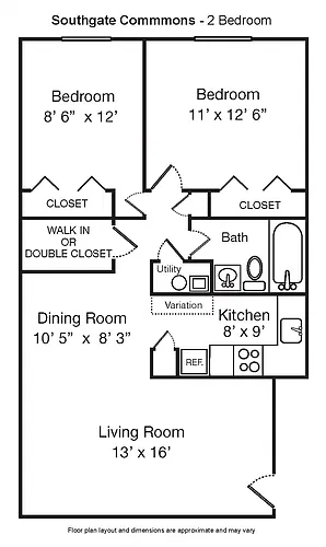 Floor plan 2 Bedroom 3rd-FL Walk-Up