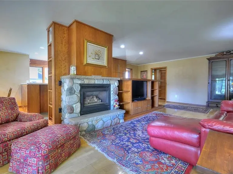 Shared living room with fireplace