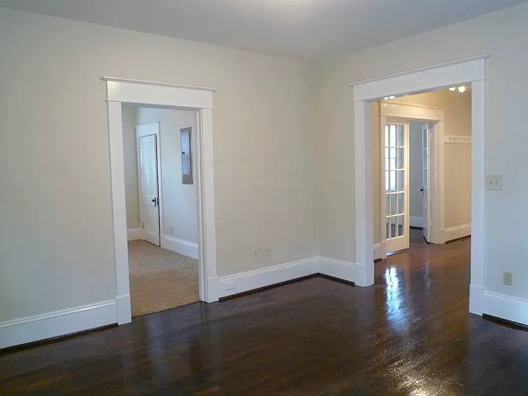 View from living room toward both bedrooms (master bedroom on the left, hallway bedroom on the right)