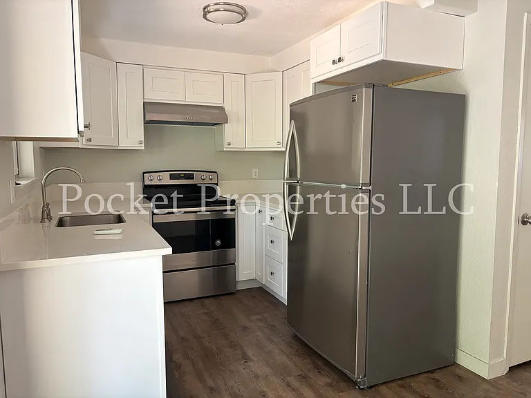 Kitchen with solid surface countertops