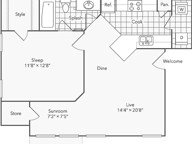1 BR x 1 BA with Washer/Dryer A 1 BR x 1 BA with Washer/Dryer A