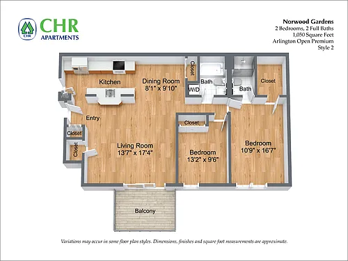 Floor plan 2 Bed/2 Bath with Walk-In Closet