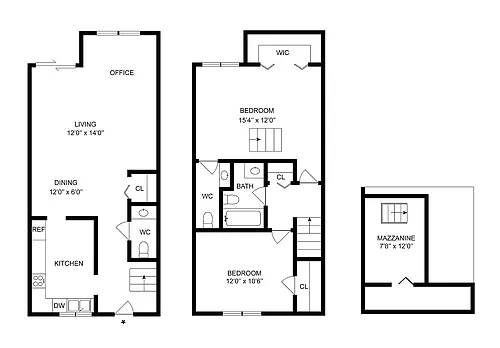 Floor plan 2x1.5 Townhome