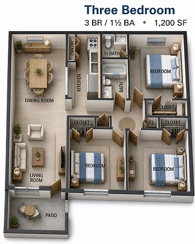 Floor plan Three Bedroom