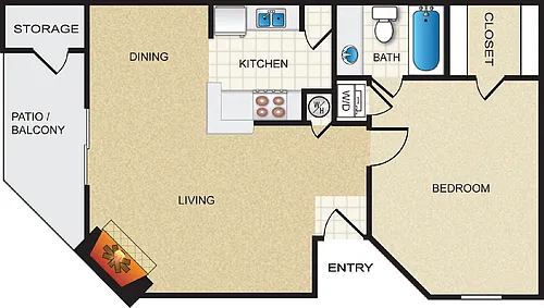 Floor plan 1x1 - 694 sf - A3-C