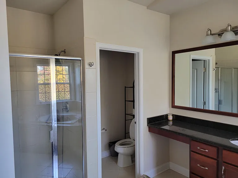 huge master bathroom with shower for two and bath tub