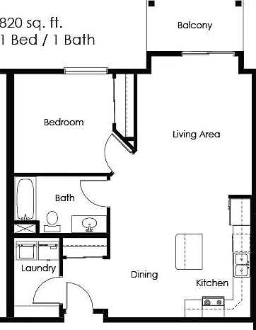 1 Bed 1 Bath | 820 sqft