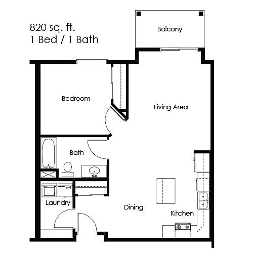 Floor plan 1 Bed 1 Bath