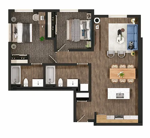 Floor plan 2 bed, 2 bath C2