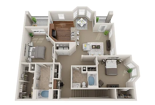 Floor plan 2BR 2BA (1615 SF)