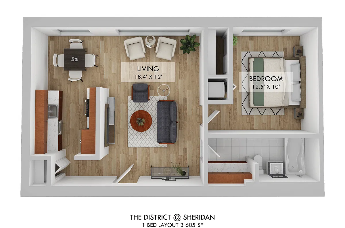 Floor plan 1 BR 1B 03