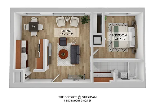 Floor plan 1 BR 1B 03