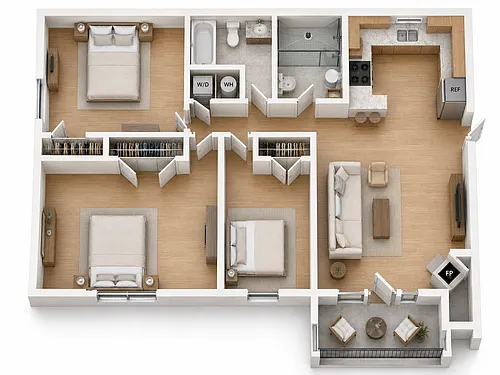 Floor plan 3BR/2BA