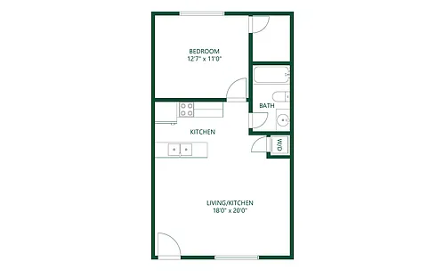 Floor plan 1 bedroom 1 bath