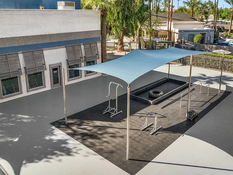 Enjoy the fresh air while working out in our outdoor fit zone.