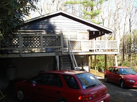 Cabin Outside showing apt parking spot on right