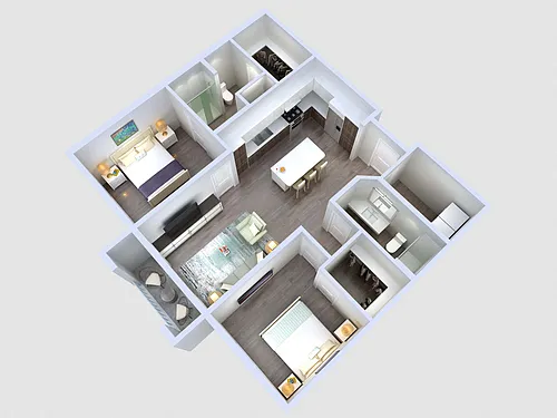 Floor plan B2: 2 Bed 2 Bath