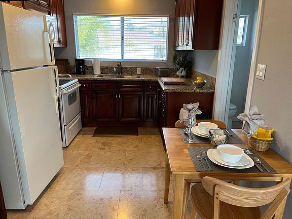 Fully stocked kitchen.