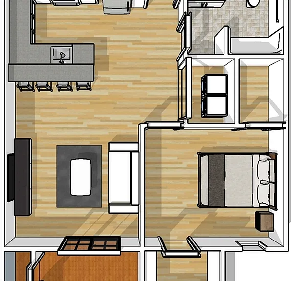 1 bedroom, 1 bath - 2D 1 bedroom, 1 bath - 2D