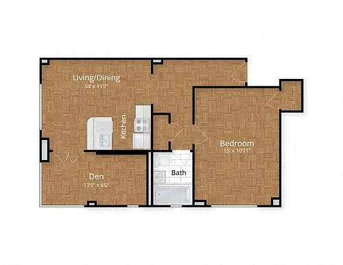 Floor plan One Bedroom and Den